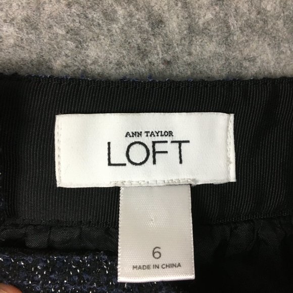 LOFT Skirt 6 Wool Blend Black Tweed Lined Pockets Career Casual Short Length - Picture 9 of 16